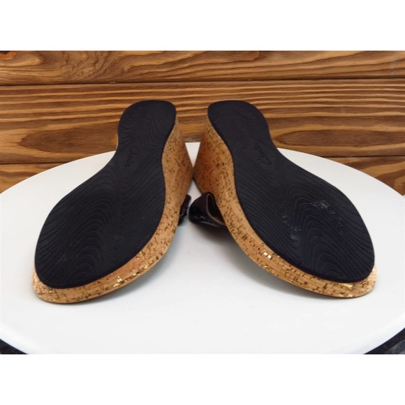 Clarks Size 9 M Women‎ Sandal Flip Flop Black Leather - Picture 10 of 10